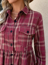 Plaid Vintage Flannel Long Sleeve Peter Pan Collar Cardigan Shir